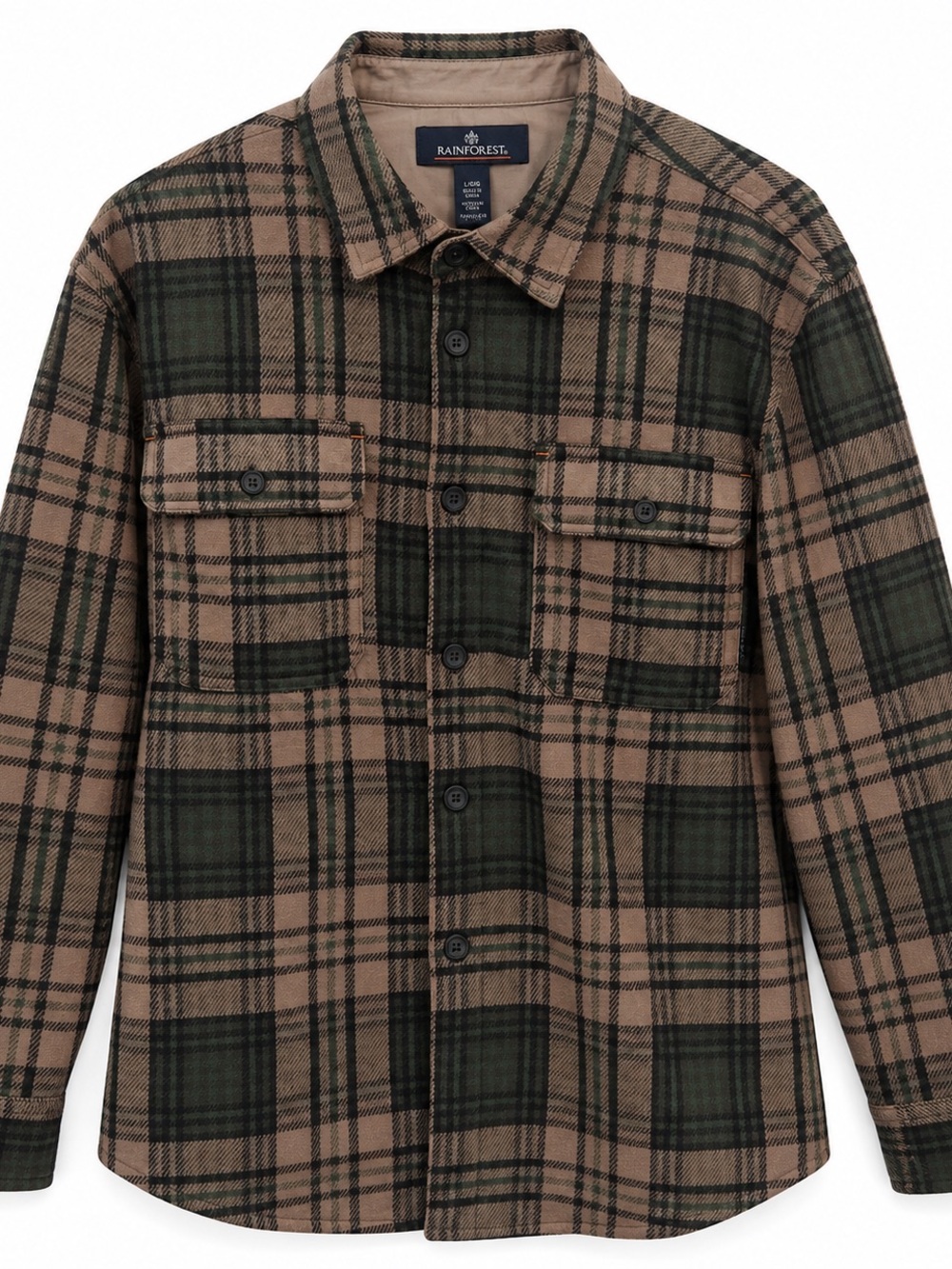 Rainforest Men’s Plaid Shirt Jacket Large